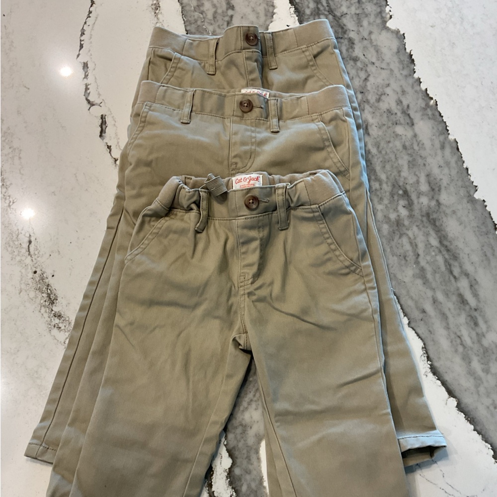 Lot (3) Cat & Jack Boys School Uniform Pants 4T